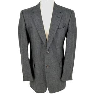 Hart Schaffner Marx Sport Coat Mens 44L Gray Wool Tweed Comfort Jacket Lined Vtg
